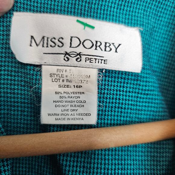 Vintage Miss Dorby Blouse Womens Sz 16P Blue Floral Glam 90s Preppy Academia - Picture 8 of 8